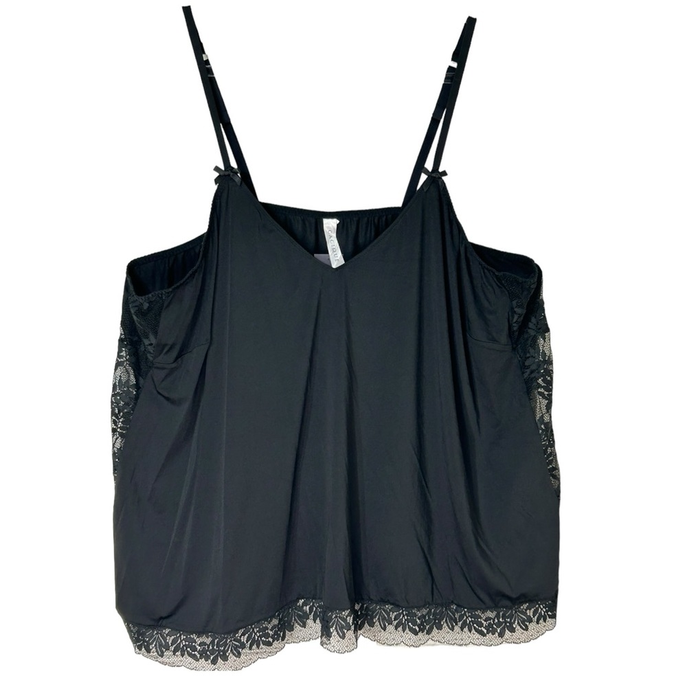 Lane Bryant Cacique‎ Silky Black Cami With Lace Detail - Women's Plus Size 26/28